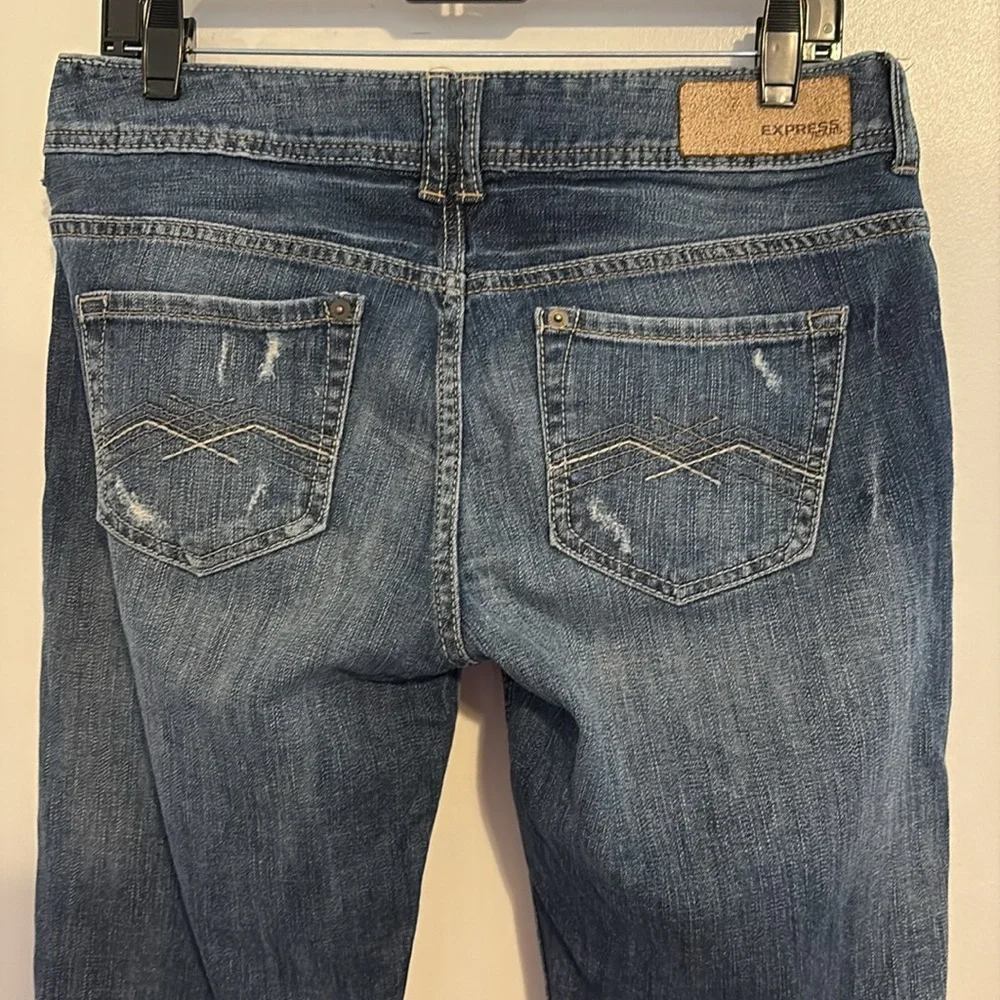 Express Mid Rise Distressed Boyfriend Jeans 6